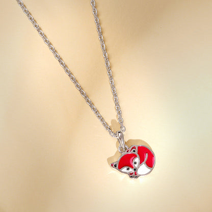 Silver Foxy Kids Pendant with Link Chain