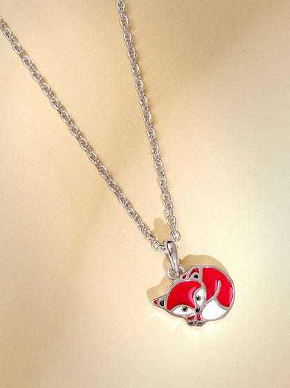 Silver Foxy Kids Pendant with Link Chain