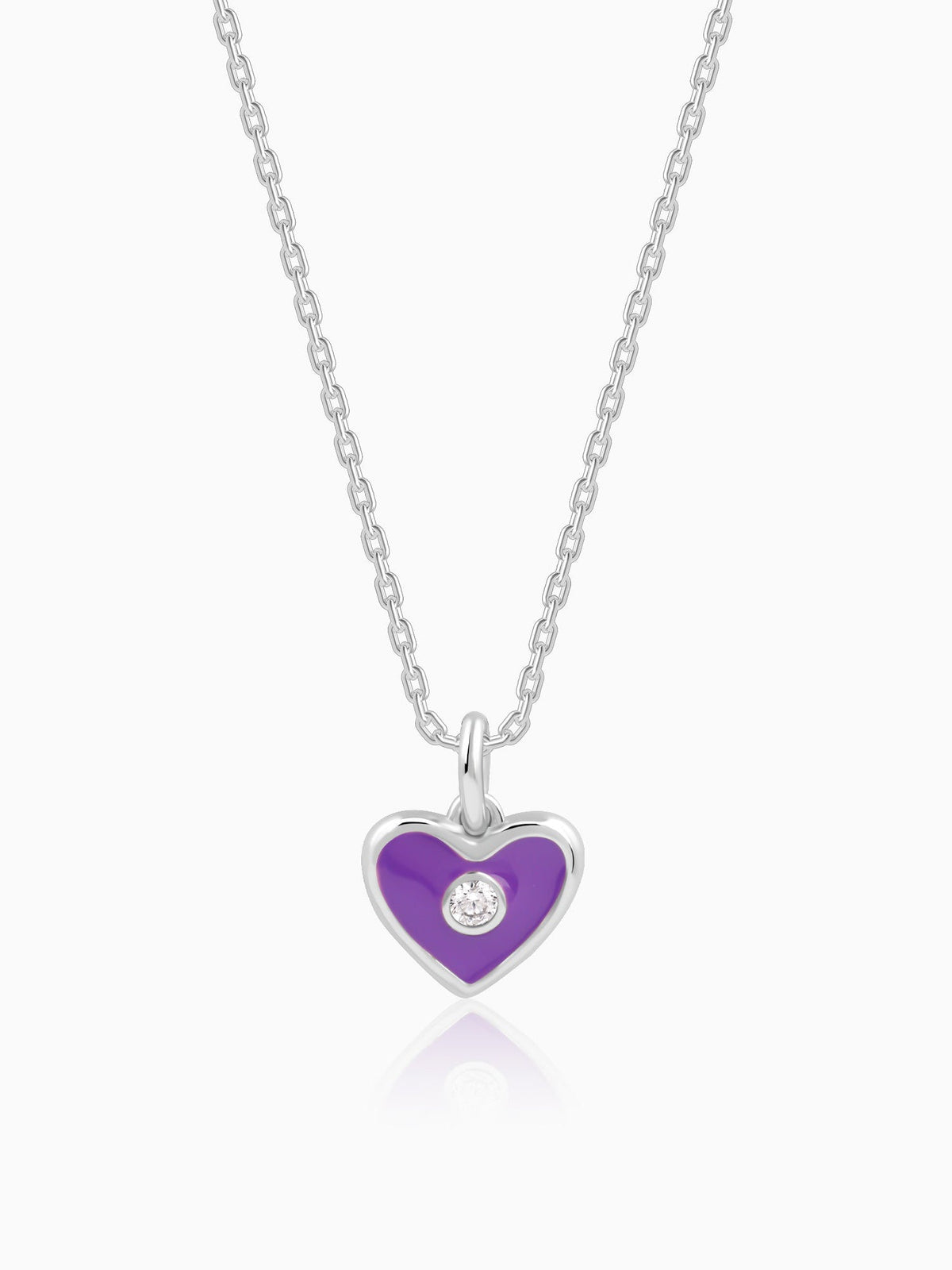 Silver Violet Heartie Kids Pendants With Link Chain