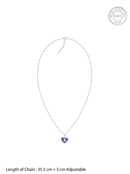 Silver Violet Heartie Kids Pendants With Link Chain