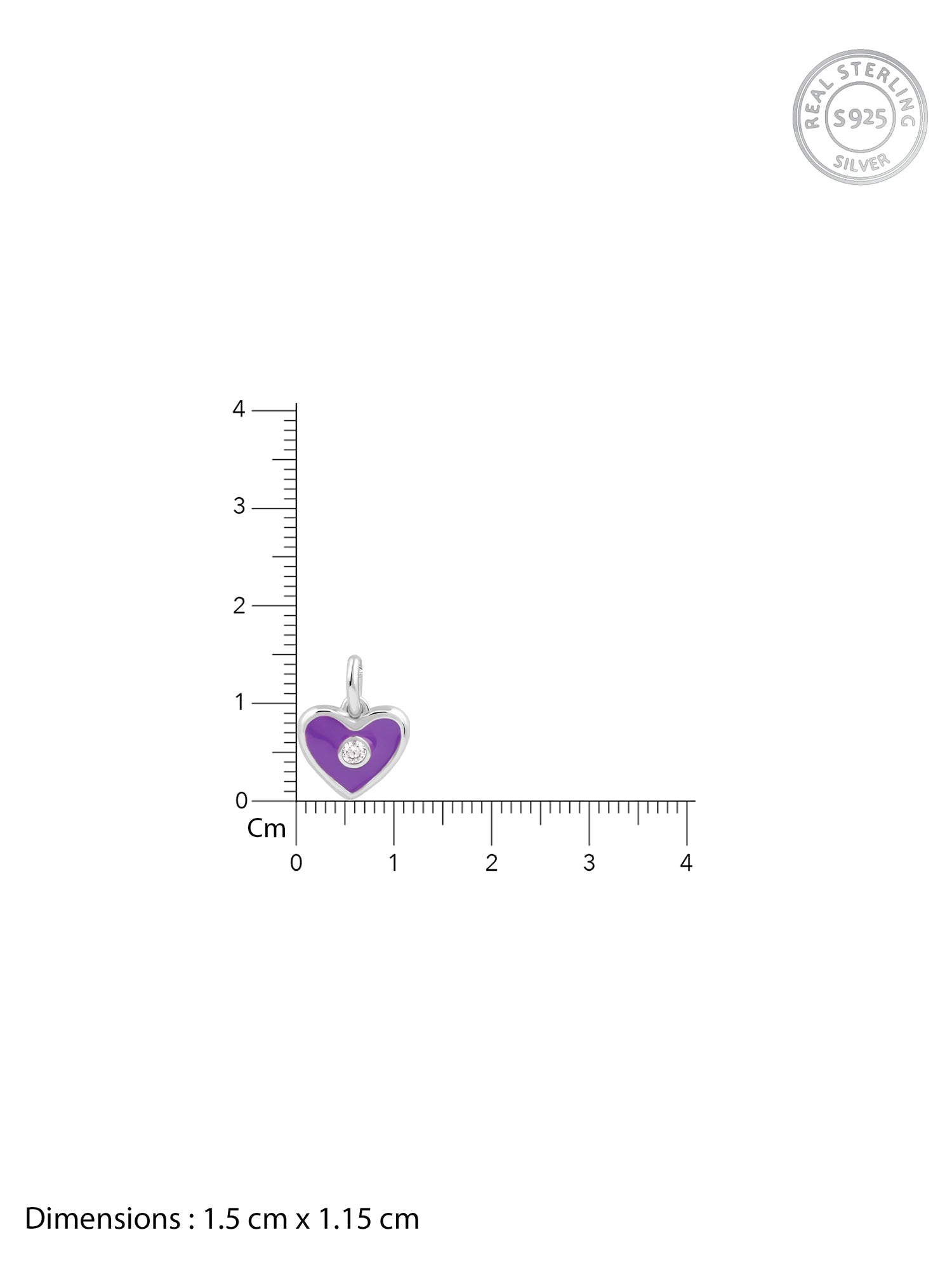 Silver Violet Heartie Kids Pendants With Link Chain