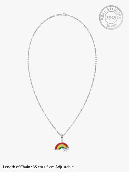 Silver Rainbow Hug Kids Pendant With Link Chain