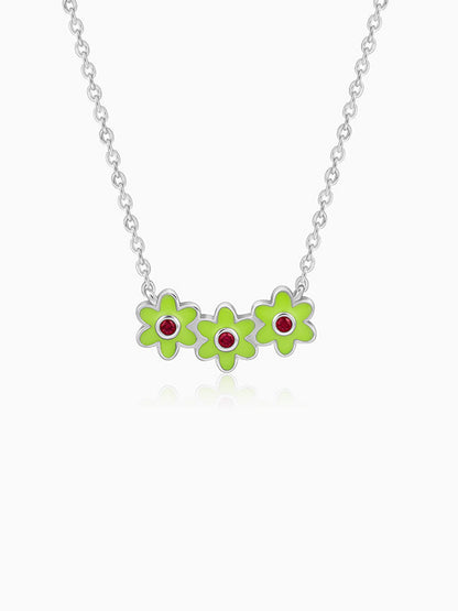 Silver Triple Bloom Kids Necklace
