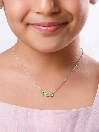 Silver Triple Bloom Kids Necklace