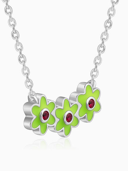 Silver Triple Bloom Kids Necklace