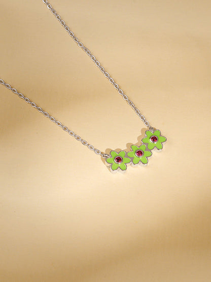 Silver Triple Bloom Kids Necklace