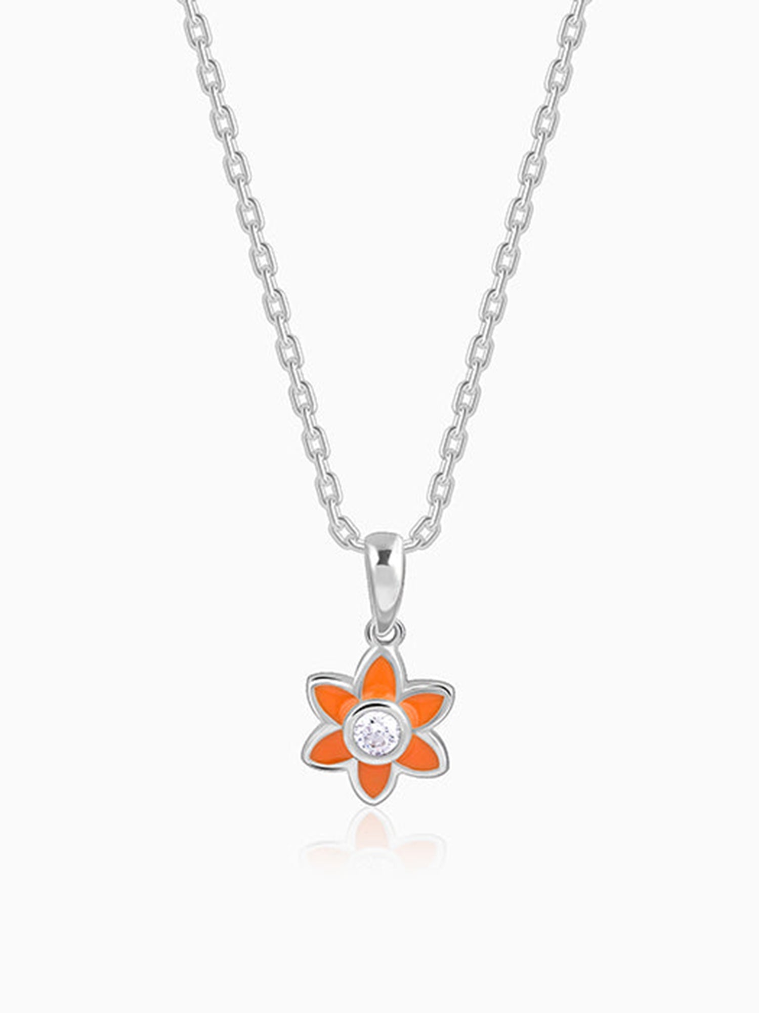 Silver Flourishing Kids Pendant with Link Chain