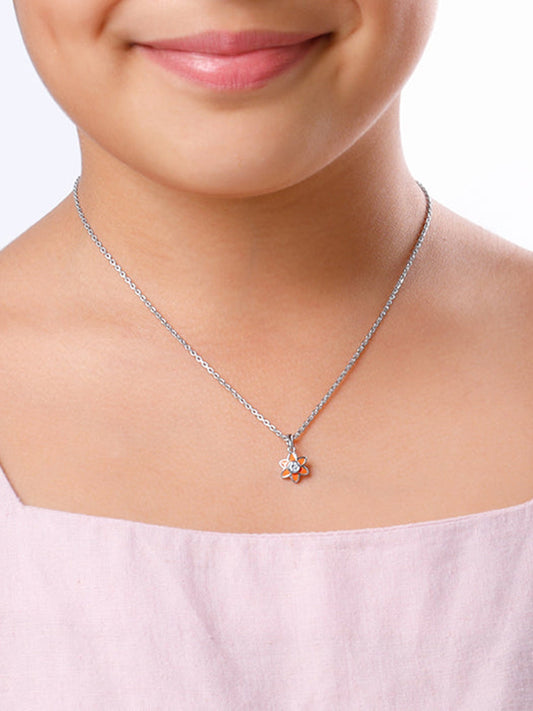 Silver Flourishing Kids Pendant with Link Chain