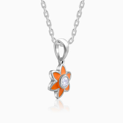 Silver Flourishing Kids Pendant with Link Chain