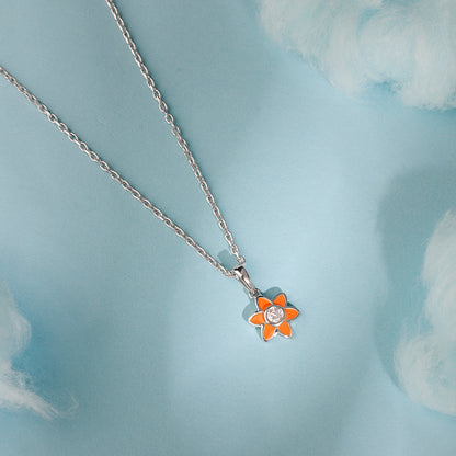 Silver Flourishing Kids Pendant with Link Chain