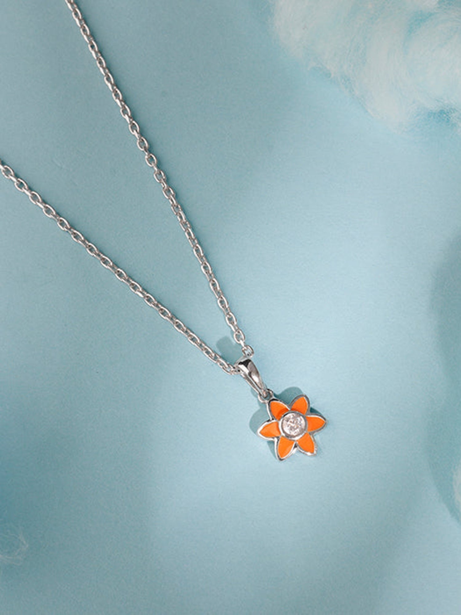 Silver Flourishing Kids Pendant with Link Chain