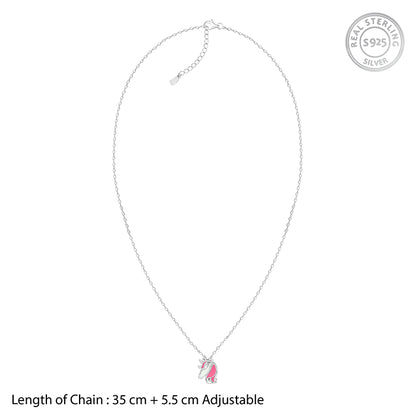 Silver Enchanting Unicorn Kids Pendant With Link Chain
