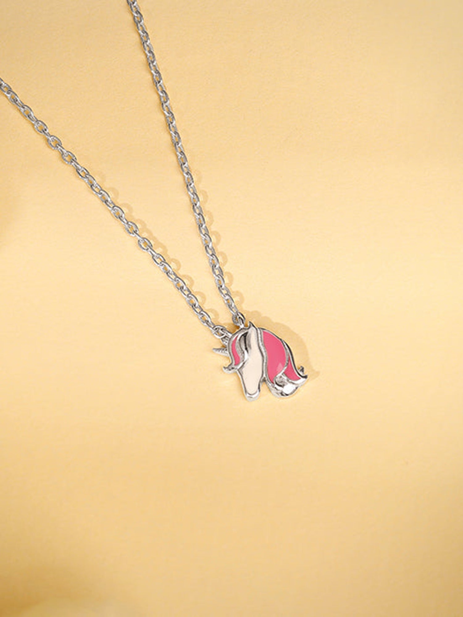 Silver Enchanting Unicorn Kids Pendant With Link Chain