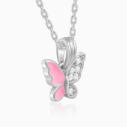 Silver Flutter In Blush Kids Pendant With Link Chain