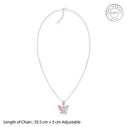 Silver Flutter In Blush Kids Pendant With Link Chain