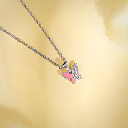 Silver Flutter In Blush Kids Pendant With Link Chain