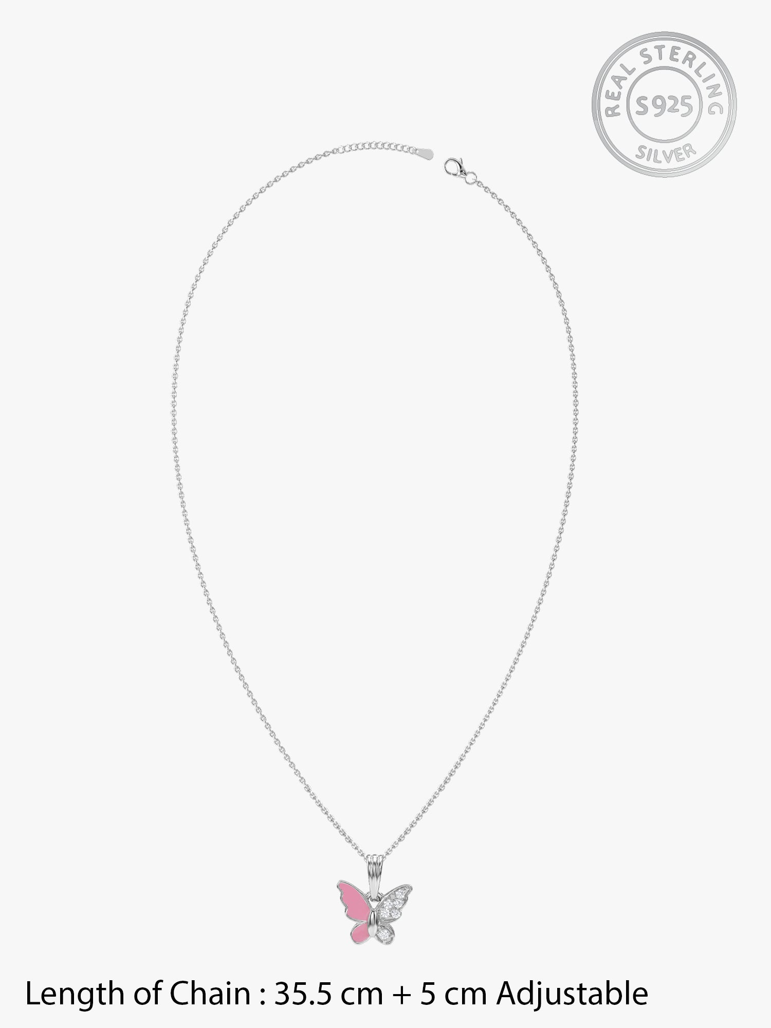 Silver Flutter In Blush Kids Pendant With Link Chain