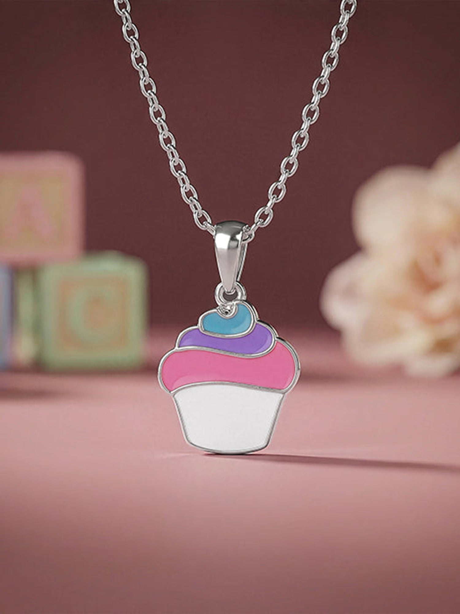 Silver Sugar Pop Kids Pendant With Link Chain