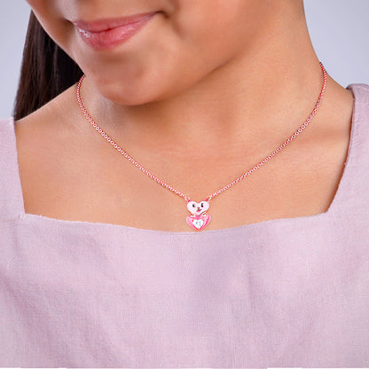 Rose Gold Cutie Heart Boo Kids Necklace