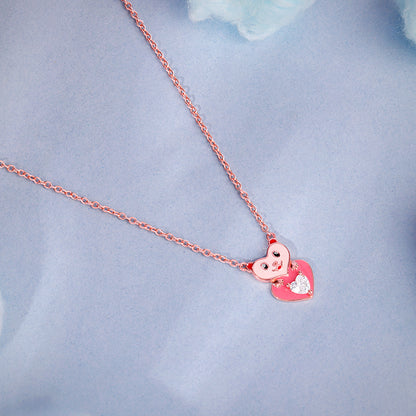 Rose Gold Cutie Heart Boo Kids Necklace