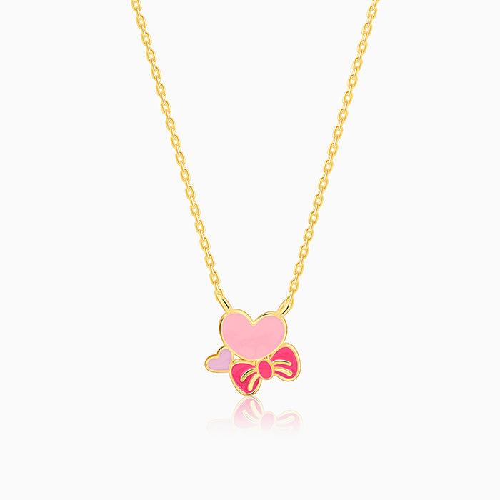 Golden Hearty Bow Kids Necklace