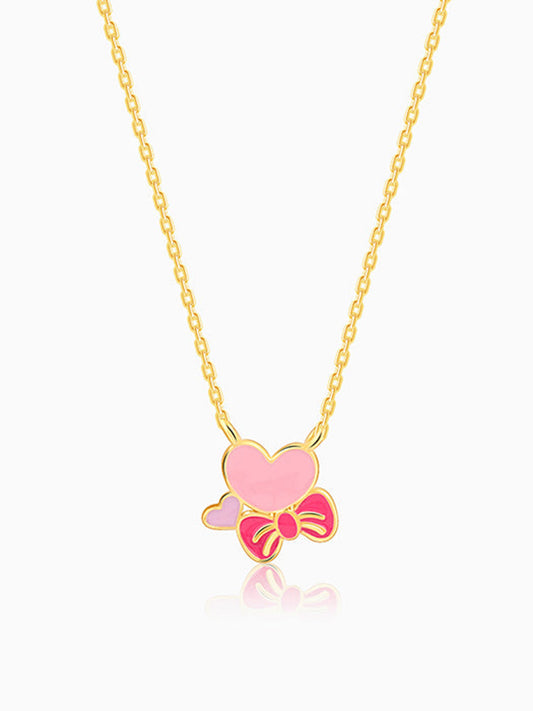 Golden Hearty Bow Kids Necklace