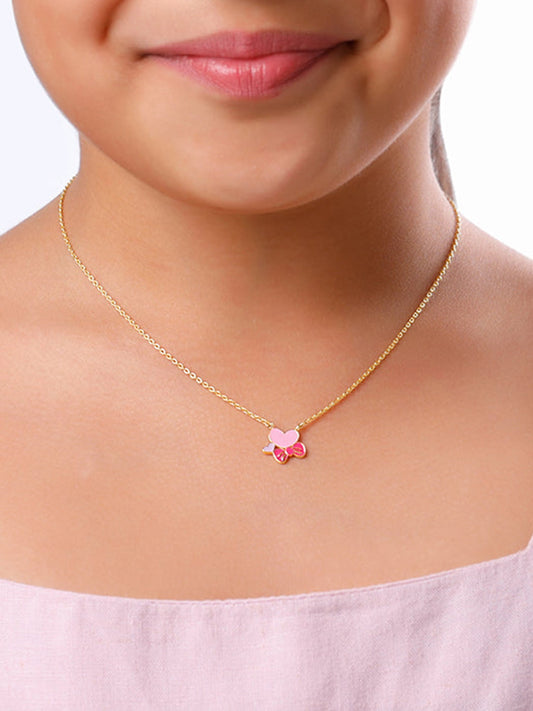 Golden Hearty Bow Kids Necklace
