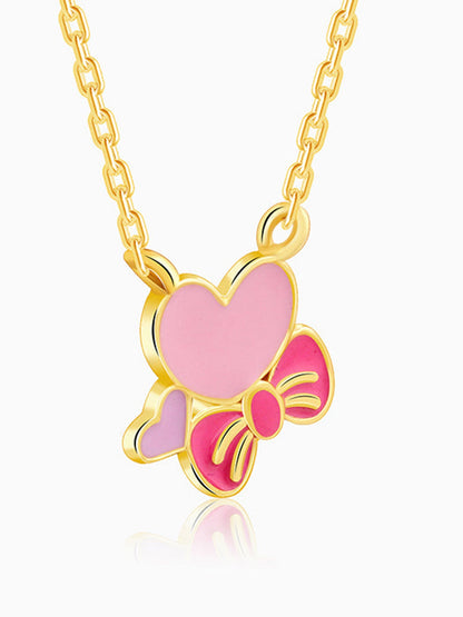 Golden Hearty Bow Kids Necklace