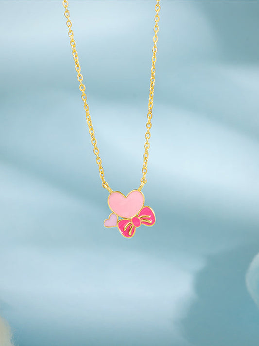 Golden Hearty Bow Kids Necklace