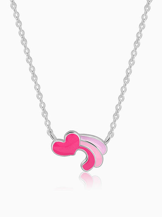 Silver Heart Wings Kids Necklace