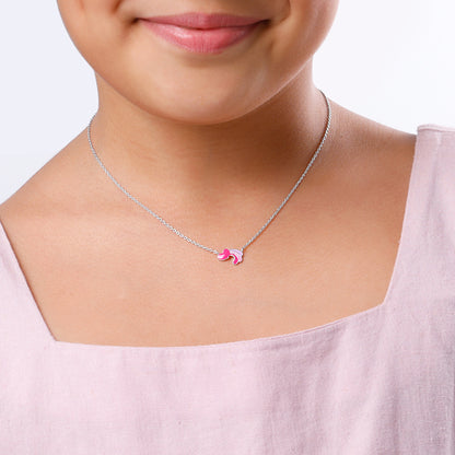Silver Heart Wings Kids Necklace
