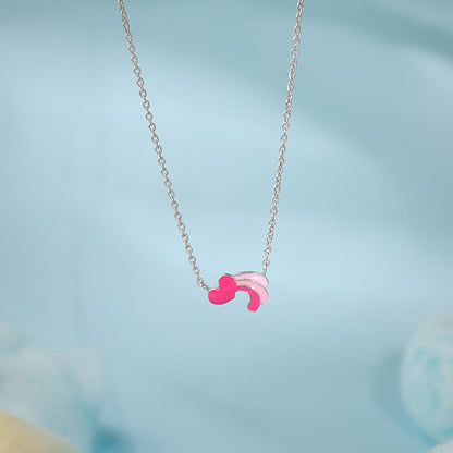 Silver Heart Wings Kids Necklace