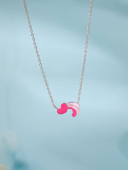 Silver Heart Wings Kids Necklace