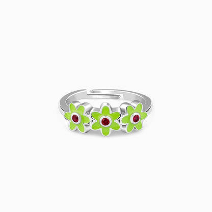 Silver Triple Bloom Kids Ring