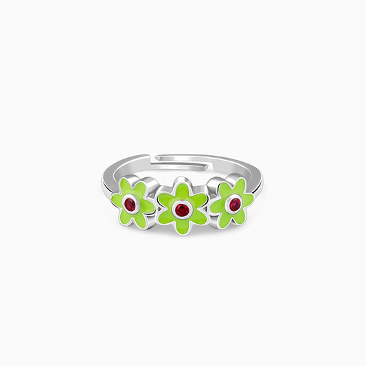 Silver Triple Bloom Kids Ring