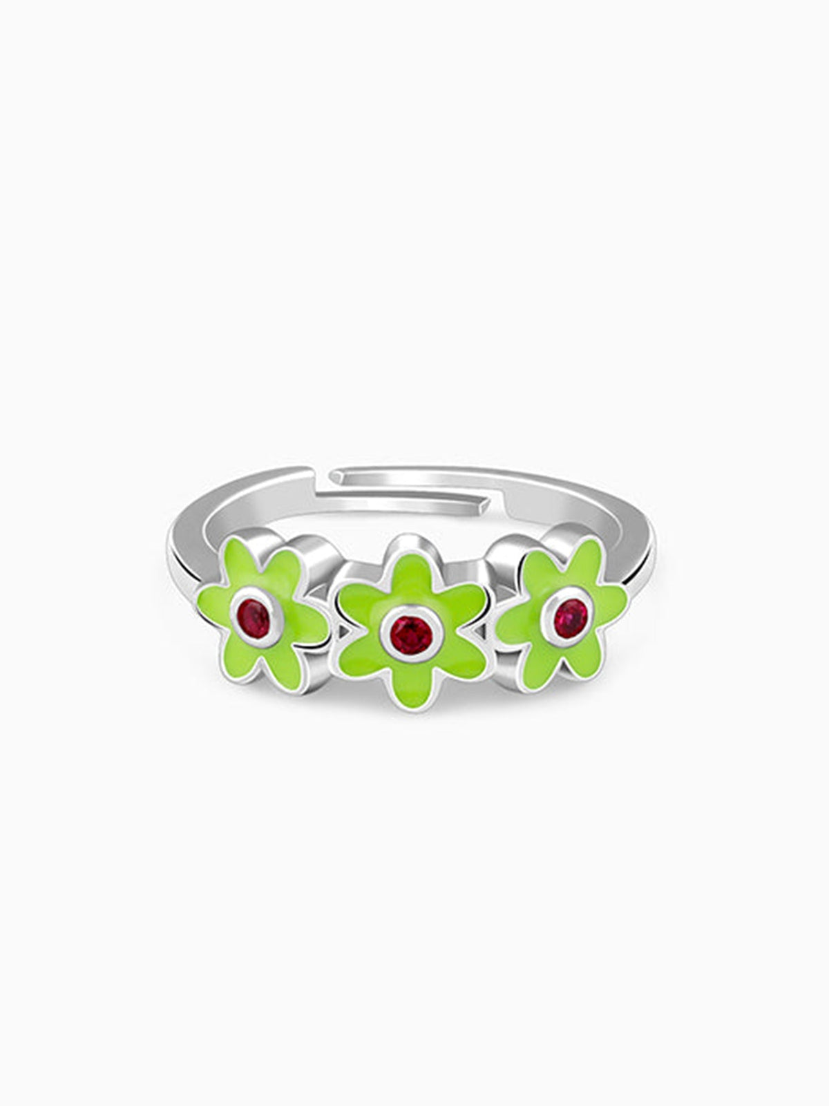 Silver Triple Bloom Kids Ring
