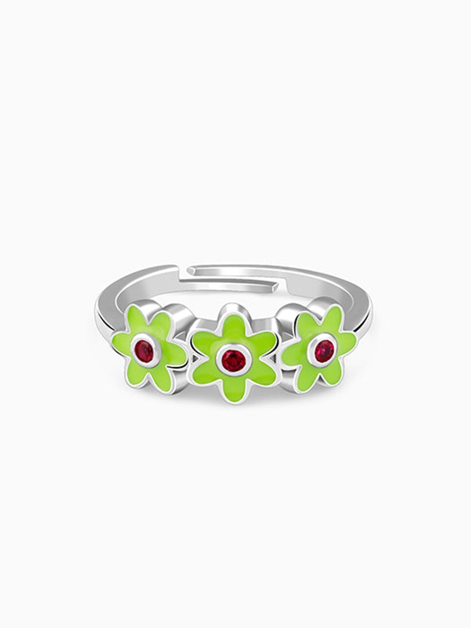 Silver Triple Bloom Kids Ring