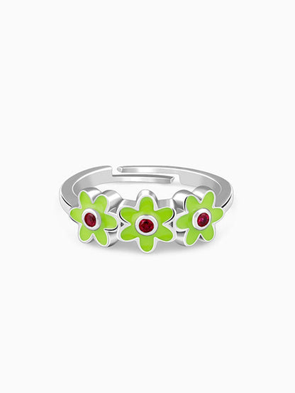 Silver Triple Bloom Kids Ring