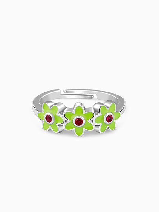 Silver Triple Bloom Kids Ring
