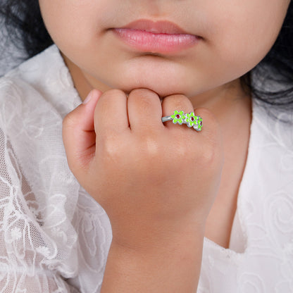 Silver Triple Bloom Kids Ring