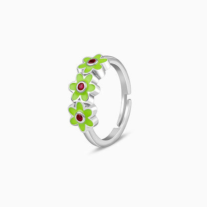 Silver Triple Bloom Kids Ring