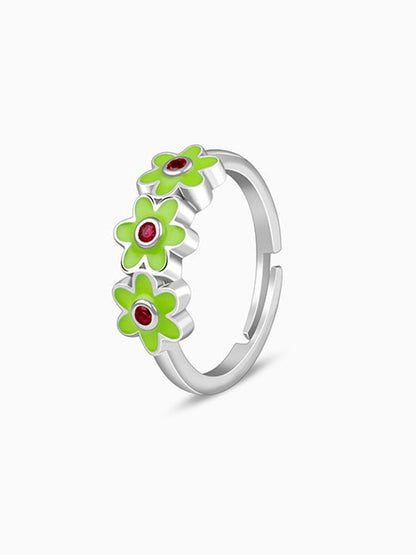 Silver Triple Bloom Kids Ring