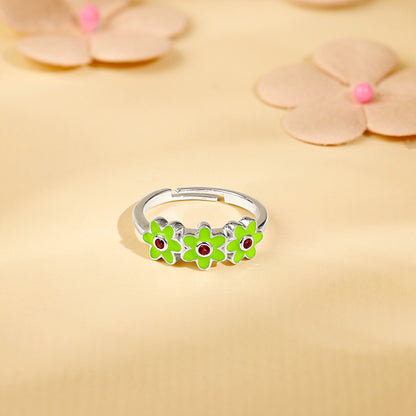 Silver Triple Bloom Kids Ring