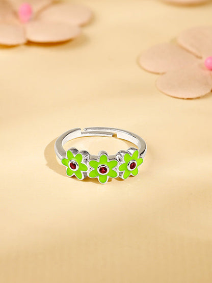 Silver Triple Bloom Kids Ring