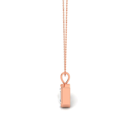 Rose Gold Emerald-Cut Solitaire Diamond Pendant
