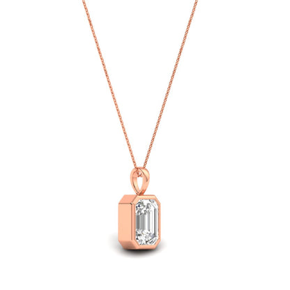 Rose Gold Emerald-Cut Solitaire Diamond Pendant