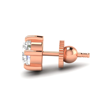 Rose Gold Round Solitaire Diamond Studs