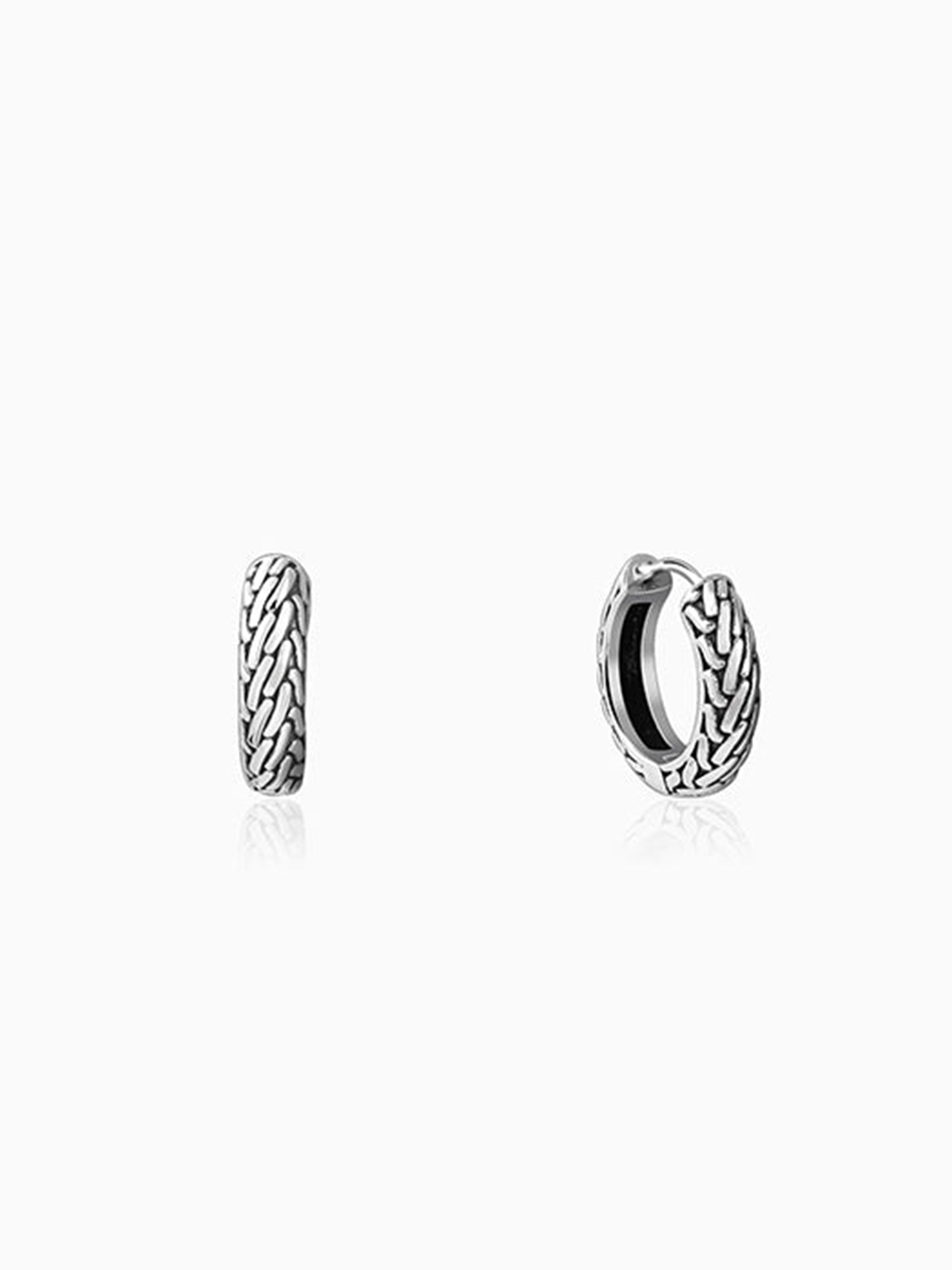 Oxidised Silver GeoGlint Hoop Earring For Him