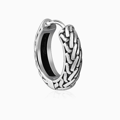Oxidised Silver GeoGlint Hoop Earring For Him
