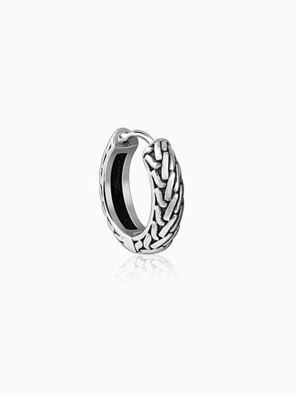 Oxidised Silver GeoGlint Hoop Earring For Him